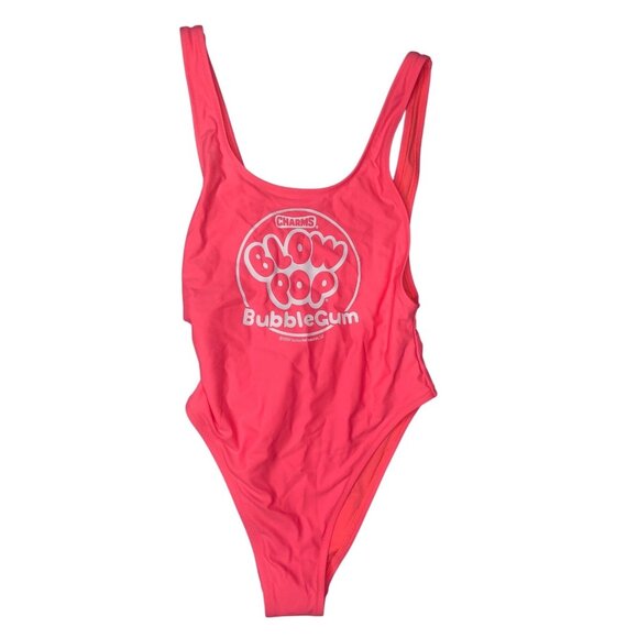 NWT Charms Blow Pop Bubble Gum Graphic One-Piece Swimsuit By Aerie XS Pink Stret - Picture 1 of 11